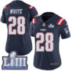 #28 Limited James White Navy Blue Nike NFL Women’s Jersey New England Patriots Rush Vapor Untouchable Super Bowl LIII Bound
