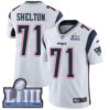 #71 Limited Danny Shelton White Nike NFL Road Men’s Jersey New England Patriots Vapor Untouchable Super Bowl LIII Bound