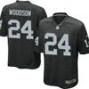 Nike Oakland Raiders #24 Charles Woodson Black Game Jersey