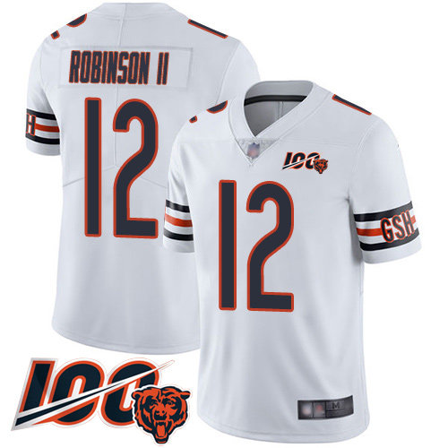 Bears #12 Allen Robinson II White Men’s Stitched Football 100th Season Vapor Limited Jersey