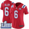 Women’s New England Patriots #6 Ryan Allen Red Nike NFL Alternate Vapor Untouchable Super Bowl LIII Bound Limited Jersey