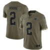Men’s Carolina Panthers #2 D. Moore 2022 Olive Salute To Service Limited Stitched Jersey