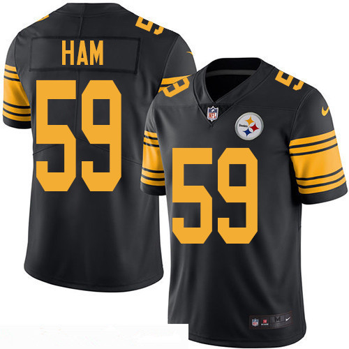 Men’s Pittsburgh Steelers #59 Jack Ham Retired Black 2016 Color Rush Stitched NFL Nike Limited Jersey