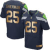 Nike Seahawks #25 Richard Sherman Steel Blue Team Color Men’s Stitched NFL Elite Gold Jersey