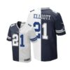 Nike Cowboys #21 Ezekiel Elliott Navy Blue White Men’s Stitched NFL Elite Split Jersey