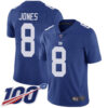 Giants #8 Daniel Jones Royal Blue Team Color Men’s Stitched Football 100th Season Vapor Limited Jersey