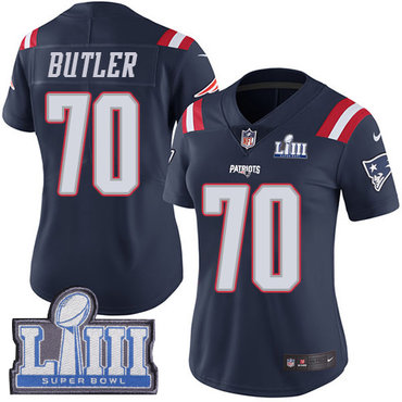 #70 Limited Adam Butler Navy Blue Nike NFL Women’s Jersey New England Patriots Rush Vapor Untouchable Super Bowl LIII Bound