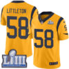 #58 Limited Cory Littleton Gold Nike NFL Men’s Jersey Los Angeles Rams Rush Vapor Untouchable Super Bowl LIII Bound
