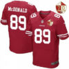 Men’s San Francisco 49ers #89 Vance McDonald Scarlet Red 70th Anniversary Patch Stitched NFL Nike Elite Jersey