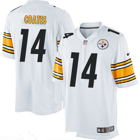 Men’s Pittsburgh Steelers #14 Sammie Coates White Road Stitched NFL Nike Game Jersey