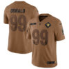 Men’s Los Angeles Rams #99 Aaron Donald 2023 Brown Salute To Service Limited Football Stitched Jersey