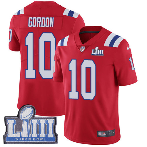 Men’s New England Patriots #10 Josh Gordon Red Nike NFL Alternate Vapor Untouchable Super Bowl LIII Bound Limited Jersey
