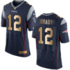 Nike Patriots #12 Tom Brady Navy Blue Team Color Men’s Stitched NFL New Elite Gold Jersey