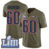 #60 Limited David Andrews Olive Nike NFL Men’s Jersey New England Patriots 2017 Salute to Service Super Bowl LIII Bound