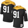 Men’s Pittsburgh Steelers #91 Stephon Tuitt Black 1967 Home Throwback NFL Jersey