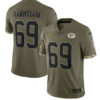 Men’s Green Bay Packers #69 David Bakhtiari 2022 Olive Salute To Service Limited Stitched Jersey