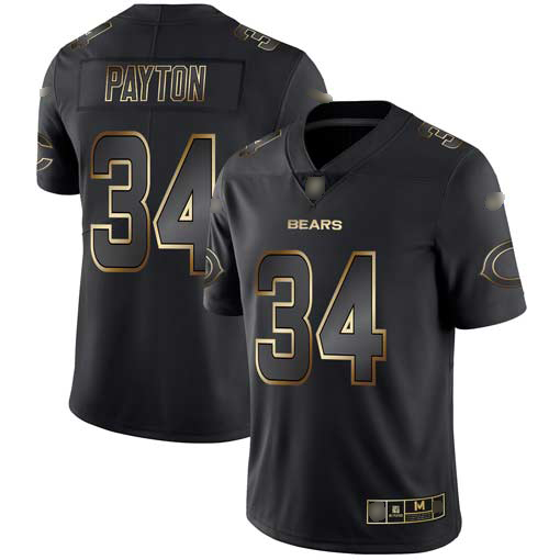 Bears #34 Walter Payton Black Gold Men’s Stitched Football Vapor Untouchable Limited Jersey