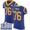 #76 Elite Orlando Pace Royal Blue Nike NFL Alternate Men’s Jersey Los Angeles Rams Vapor Untouchable Super Bowl LIII Bound