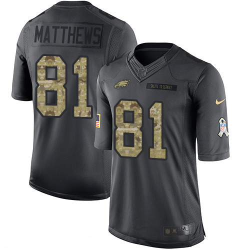 Men’s Philadelphia Eagles #81 Jordan Matthews Black Anthracite 2016 Salute To Service Stitched NFL Nike Limited Jersey
