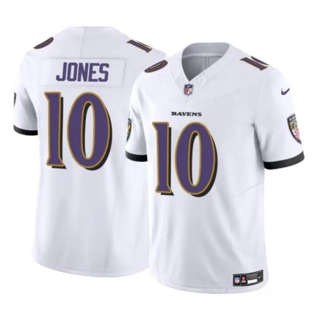 Men’s Baltimore Ravens #10 Emory Jones White 2023 F.U.S.E Vapor Limited Football Jersey