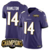 Men’s Baltimore Ravens #14 Kyle Hamilton Purple 2023 F.U.S.E. AFC North Champions Vapor Limited Football Stitched Jersey