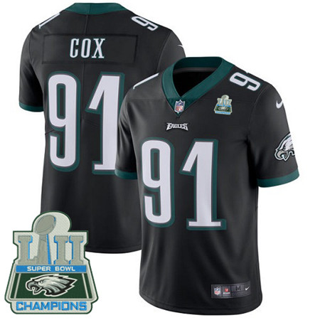 Nike Eagles #91 Fletcher Cox Black Alternate Super Bowl LII Champions Men’s Stitched NFL Vapor Untouchable Limited Jersey