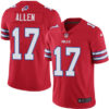 Men’s Nike Bills #17 Josh Allen Red Stitched NFL Limited Rush Jersey