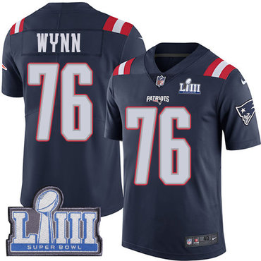 #76 Limited Isaiah Wynn Navy Blue Nike NFL Men’s Jersey New England Patriots Rush Vapor Untouchable Super Bowl LIII Bound