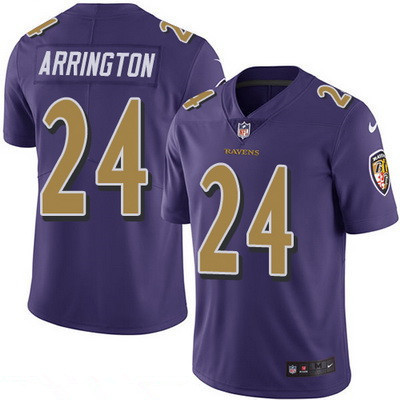 Men’s Baltimore Ravens #24 Kyle Arrington Purple 2016 Color Rush Stitched NFL Nike Limited Jersey