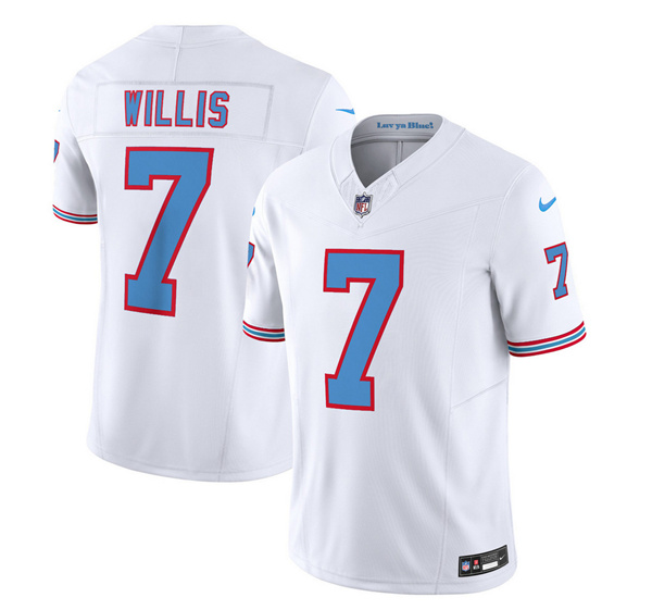 Men’s Tennessee Titans #7 Malik Willis White 2023 F.U.S.E. Vapor Limited Throwback Football Stitched Jersey