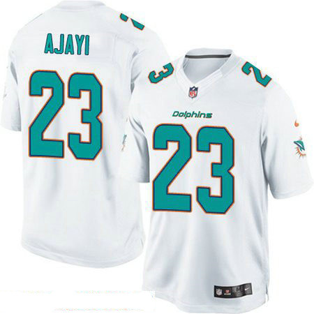Men’s Miami Dolphins #23 Jay Ajayi White Road Stitched NFL Nike Game Jersey