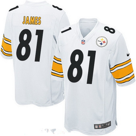 Men’s Pittsburgh Steelers #81 Jesse James White Road Stitched NFL Nike Game Jersey