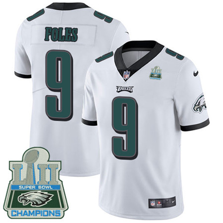 Nike Eagles #9 Nick Foles White Super Bowl LII Champions Men’s Stitched NFL Vapor Untouchable Limited Jersey