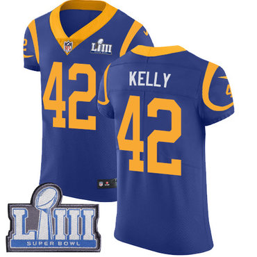 #42 Elite John Kelly Royal Blue Nike NFL Alternate Men’s Jersey Los Angeles Rams Vapor Untouchable Super Bowl LIII Bound