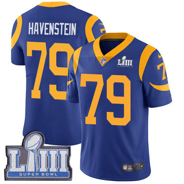 Men’s Los Angeles Rams #79 Rob Havenstein Royal Blue Nike NFL Alternate Vapor Untouchable Super Bowl LIII Bound Limited Jersey