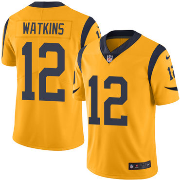 Nike Los Angeles Rams #12 Sammy Watkins Gold Men’s Stitched NFL Limited Rush Jersey