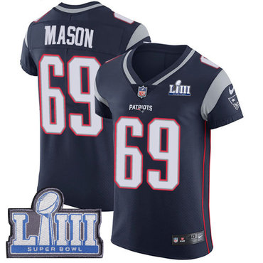 #69 Elite Shaq Mason Navy Blue Nike NFL Home Men’s Jersey New England Patriots Vapor Untouchable Super Bowl LIII Bound