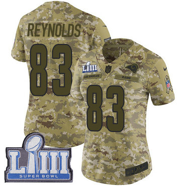 Women’s Los Angeles Rams #83 Josh Reynolds Camo Nike NFL 2018 Salute to Service Super Bowl LIII Bound Limited Jersey