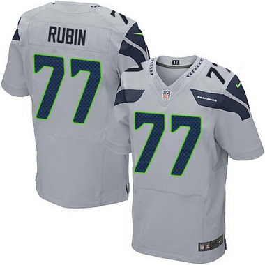 Men’s Seattle Seahawks #77 Ahtyba Rubin Gray Alternate NFL Nike Elite Jersey