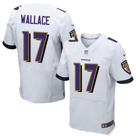 Men’s Baltimore Ravens #17 Mike Wallace White Road Stitched NFL Nike Elite Jersey