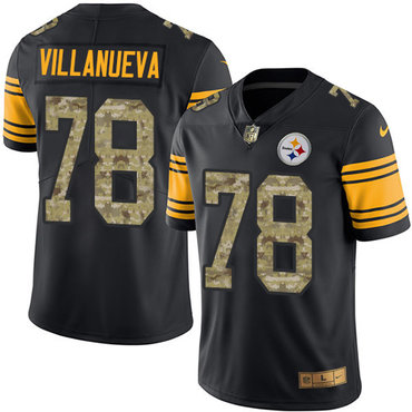 Nike Pittsburgh Steelers #78 Alejandro Villanueva Black Camo Men’s Stitched NFL Limited Rush Jersey