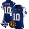 Cowboys Texas & John Madden Patch Gold Trim Vapor Jersey – All Stitched – Royal – Cooper Rush Jersey