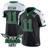 Fly Eagles Fly Patch Throwback Kelly Green Vapor Jersey – All Stitched – Black Alternate – A.J. Brown Jersey
