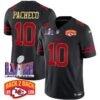 Chiefs Super Bowl LVIII & Back 2 Back Patch Vapor Jersey – All Stitched – Gold Trim – Isiah Pacheco Jersey