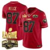 Chiefs Super Bowl LVIII & Back 2 Back Gold Patch Vapor Jersey – All Stitched – Red Special – Travis Kelce Jersey
