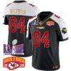 Chiefs Super Bowl LVIII & Back 2 Back Patch Vapor Jersey – All Stitched – Black Alternate – Justin Watson Jersey