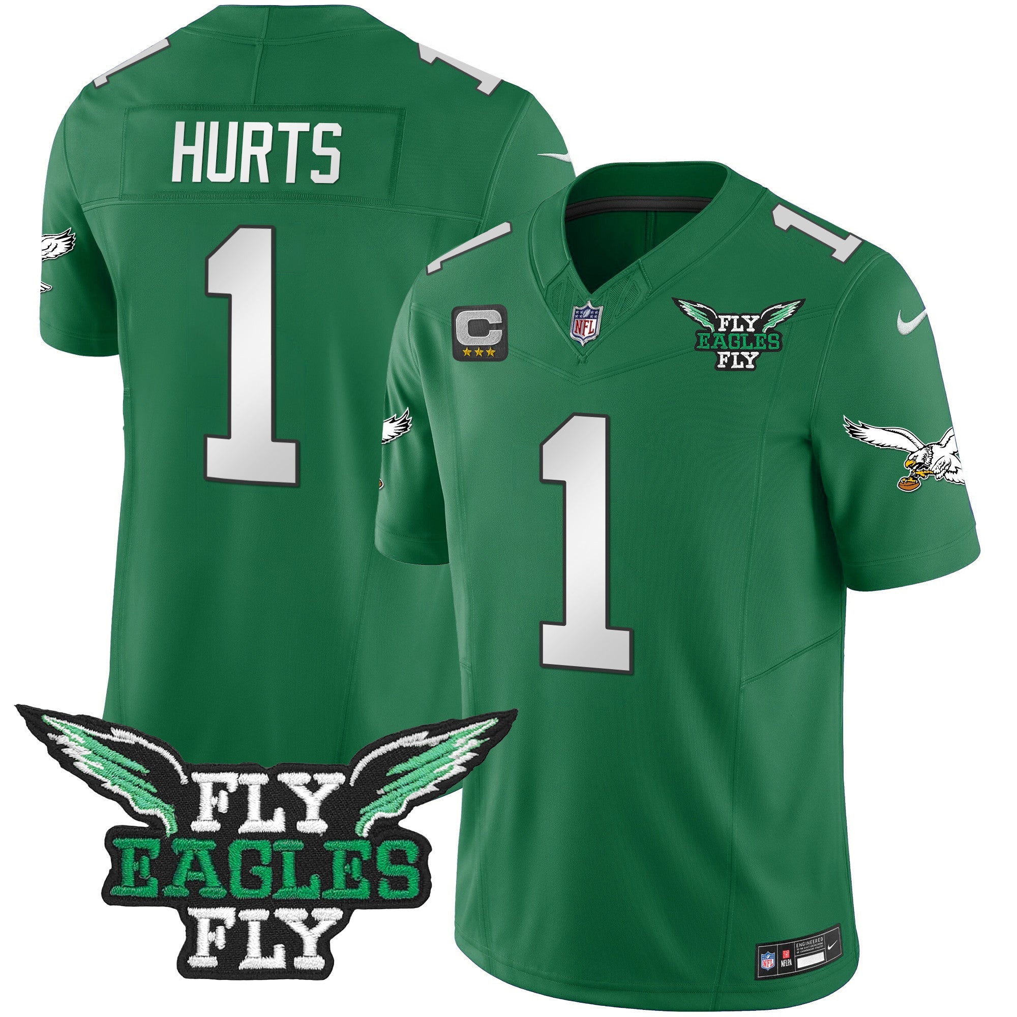 Fly Eagles Fly Patch Throwback Kelly Green Vapor Jersey – All Stitched – Kelly Green – Jalen Hurts Jersey