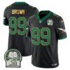 Eagles Jerome Brown Patch Kelly Green Gold Trim Jersey – All Stitched – Black – Jerome Brown Jersey