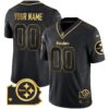 Steelers Home Patch Gold Vapor Custom Jersey – All Stitched – Black Gold Jersey