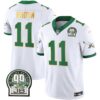 Eagles Jerome Brown Patch Kelly Green Gold Trim Jersey – All Stitched – Kelly White – A.J. Brown Jersey